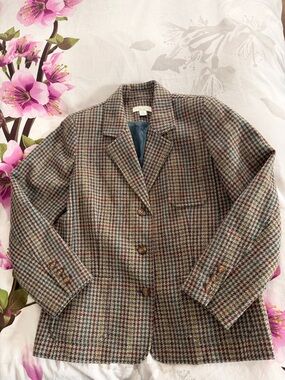 Appleseed's Multicolor Houndstooth 100% Wool Blazer Size 12P